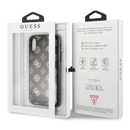 Guess Double Layer Glitter Case Peony G - Coque pour iPhone Xs / X (Noir)