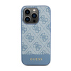 Guess 4G Bottom Stripe Metal Logo Collection - Coque pour iPhone 15 Pro (bleu)