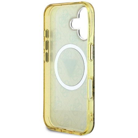 Guess IML Metal Glitter 4G Circle Triangle MagSafe - Etui do iPhone 16 (brązowy)