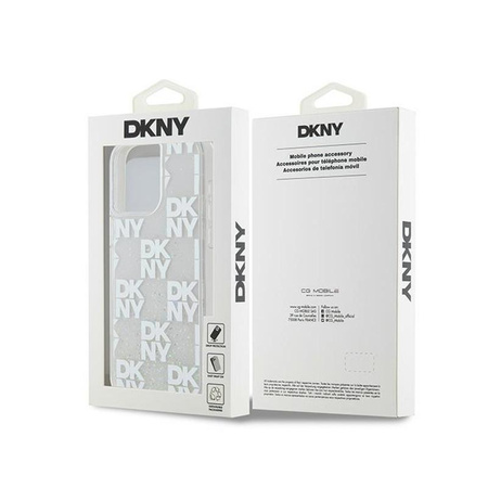 DKNY Liquid Glitter Multilogo - iPhone 15 Pro Max Tasche (weiß)