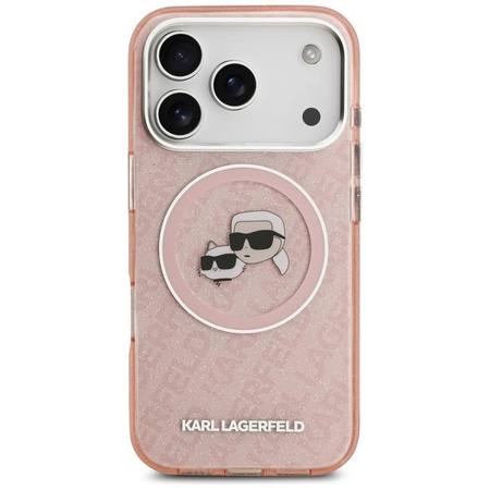 Karl Lagerfeld IML Glitter Karl & Choupette Heads Logo MagSafe - Case for iPhone 17 Pro Max (pink)
