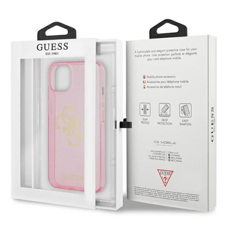 Guess Glitter 4G Big Logo - pouzdro pro iPhone 13 mini (růžové)