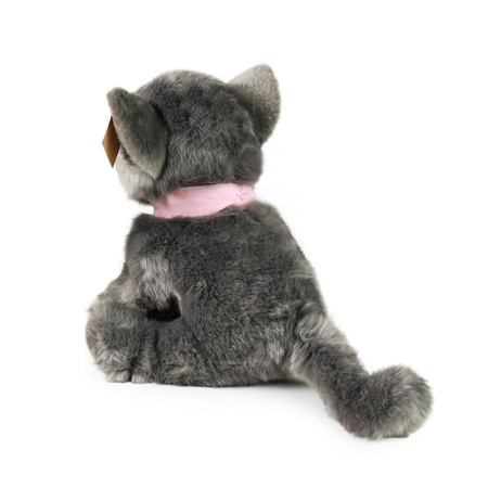 Rappa - Mascotte realistica in peluche Gatto grigio seduto 25 cm Ecologico
