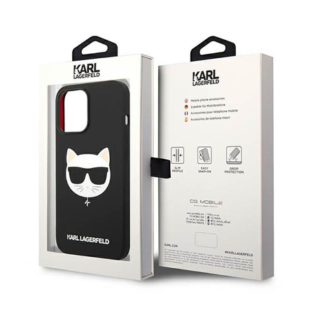Karl Lagerfeld Choupette Head MagSafe Silicone - Coque iPhone 14 Pro (noir)