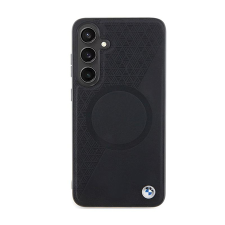 Kožené pouzdro BMW Half Textured & Circle MagSafe - Samsung Galaxy S24 (černé)