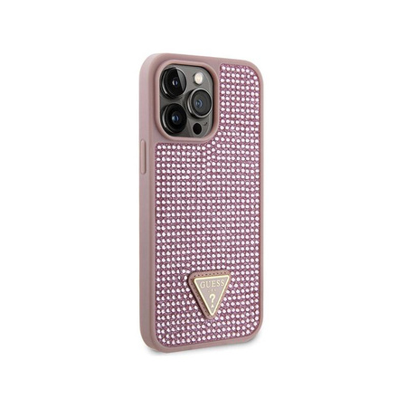 Guess Rhinestone Triangle - pouzdro pro iPhone 14 Pro Max (růžové)