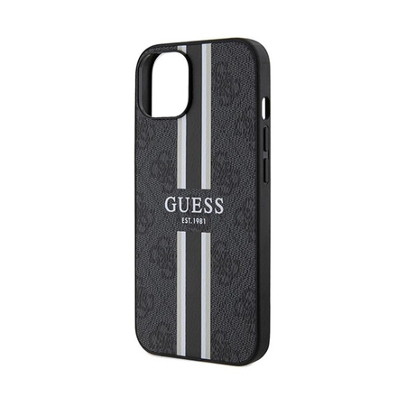 Guess 4G Printed Stripes MagSafe - iPhone 15 Tasche (schwarz)