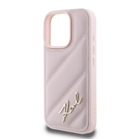 Karl Lagerfeld Quilted Signature - Hülle für iPhone 16 Pro (rosa)