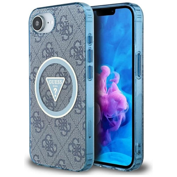 Guess IML Metall Glitter 4G Circle Triangle MagSafe - Gehäuse für iPhone 16e (blau)