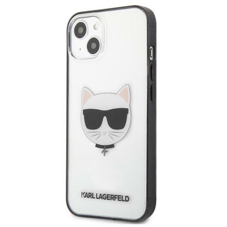 Karl Lagerfeld Ikonik Choupette Head - pouzdro pro iPhone 13 (čiré / černý rámeček)