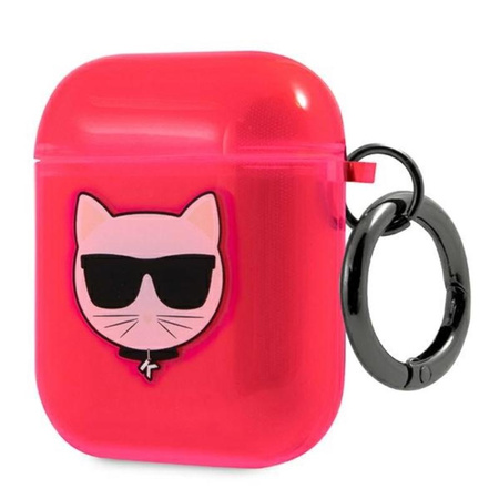 Karl Lagerfeld Choupette Head - Airpods tok (fluo rózsaszín)
