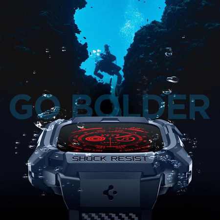 Spigen Rugged Armor Pro - Bracelet avec étui pour Apple Watch Ultra 49 mm (Bleu marine)