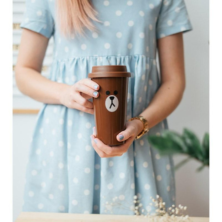 LINE FRIENDS - Utazási bögre 450 ml mackó BROWN