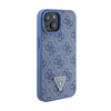 Guess Leder 4G Triangle Strass - iPhone 15 Tasche (blau)