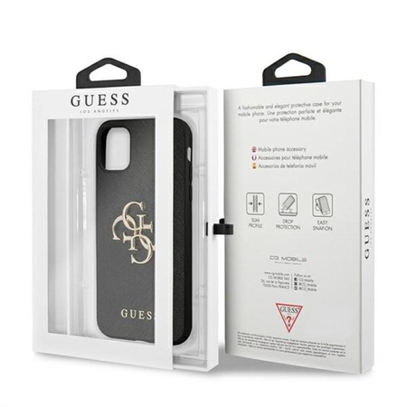 Guess Saffiano 4G Big Metal Logo - Etui iPhone 11 (czarny)
