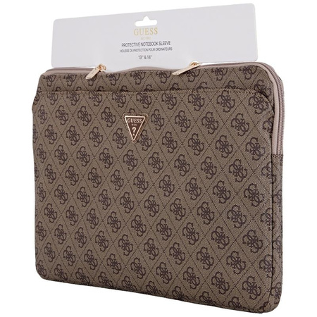 Pouzdro na notebook Guess 4G Zipper Pocket Triangle Logo Sleeve - 14" (hnědé)