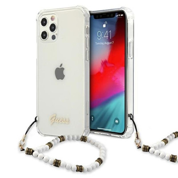 Guess White Pearl Strap - iPhone 12 Pro Max Hülle (Transparent)