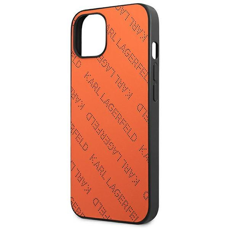 Karl Lagerfeld Perforated Allover - pouzdro pro iPhone 13 Mini (oranžové)