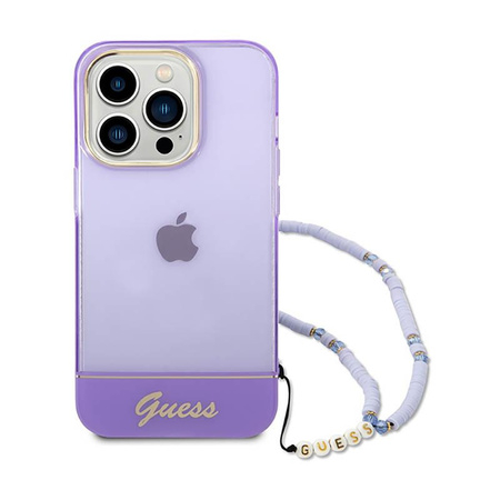 Guess Translucent Pearl Strap - iPhone 14 Pro Tasche (lila)