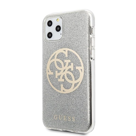 Guess Circle Glitter 4G - Coque iPhone 11 Pro (Gris clair)