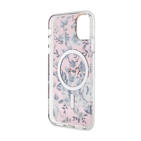 Guess Flower MagSafe - pouzdro pro iPhone 11 (růžové)