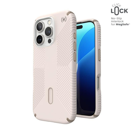 Speck Presidio2 Grip ClickLock & MagSafe - iPhone 16 Pro Hülle (Bleached Bone / Heirloom Gold / Hazel Brown)
