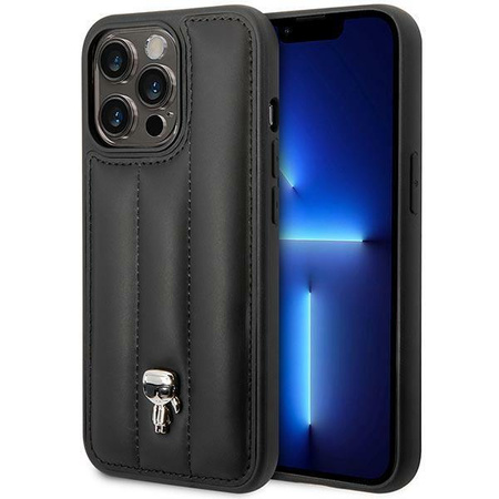 Karl Lagerfeld Quilted Puffy Ikonik Pin - pouzdro pro iPhone 14 Pro Max (černé)