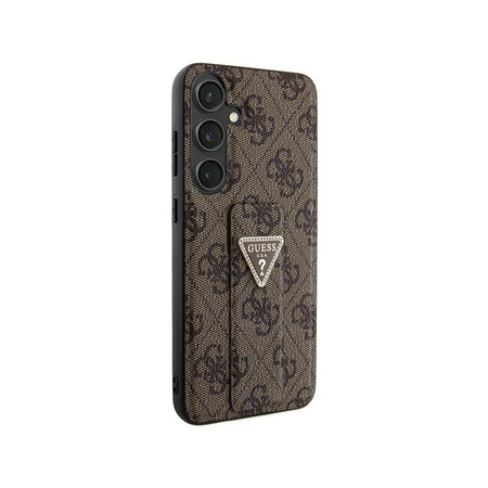 Guess Grip Stand 4G Triangle Strass Logo - Étui Samsung Galaxy S24+ (marron)
