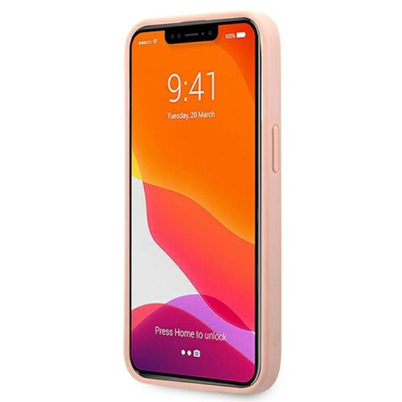 Guess Saffiano fém logós csíkok - iPhone 13 Pro tok (rózsaszín)