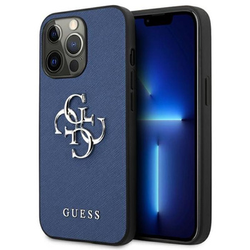 Étui Guess Saffiano 4G Big Silver Logo - iPhone 13 Pro Max Case (bleu)