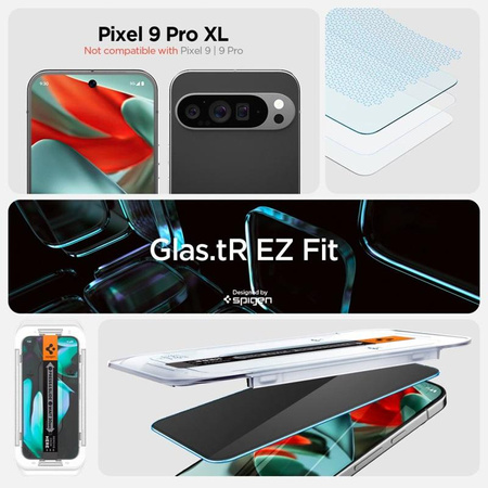Spigen GLAS.TR EZ FIT Privacy 2-Pack - Verre trempé avec filtre de confidentialité pour Google Pixel 9 Pro XL 2 pcs