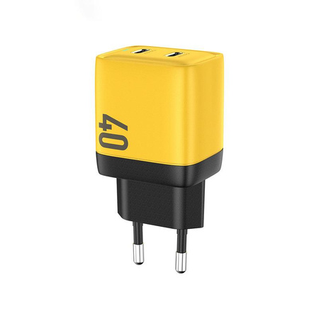 WEKOME WP-U128 - 2x USB-C szupergyors töltő GaN 40W hálózati töltő (sárga)
