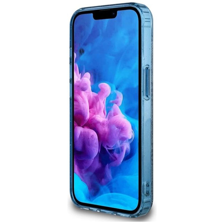 Guess IML Metal Glitter 4G Circle Triangle MagSafe - Hülle für iPhone 16e (blau)