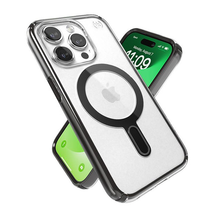 Pouzdro Speck Presidio Perfect-Clear ClickLock & Magsafe pro iPhone 15 Pro (průhledné / matně černé / břidlicově šedé)