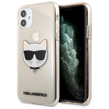 Karl Lagerfeld Choupette Head Glitter - pouzdro pro iPhone 11 (zlaté)