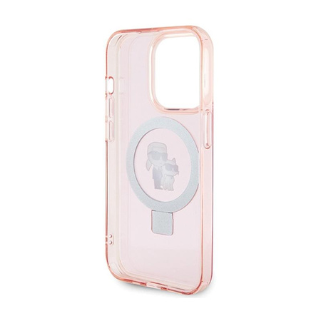 Karl Lagerfeld Ring Stand Karl & Choupette MagSafe - Coque iPhone 15 Pro Max (rose)