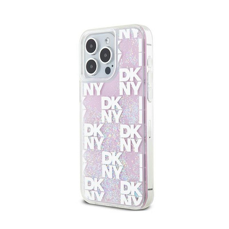 DKNY Liquid Glitter Multilogo - Etui iPhone 15 Pro Max (różowy)