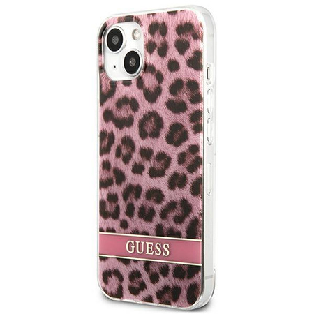 Guess Leopard Electro Stripe - Etui iPhone 13 mini (Pink)