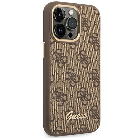 Guess 4G Metal Camera Outline Case - Coque pour iPhone 14 Pro Max (Marron)