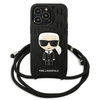 Karl Lagerfeld Monogramm Leder Patch und Kordel Iconik - iPhone 13 Pro Max Fall