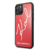 Karl Lagerfeld Double Layers Tempered Glass Glitter Signature Case - pouzdro pro iPhone 11 Pro Max (červené)