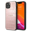 Guess Croco Stamp Lines - pouzdro pro iPhone 13 mini (růžové)