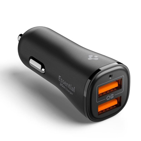 Kompaktowa Ładowarka Samochodowa 2x USB A Spigen Essential EV302 30W Czarna