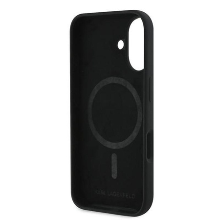 Karl Lagerfeld Silicone Double Heads Print MagSafe - Coque pour iPhone 16 Plus (noir)