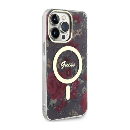 Guess Flower MagSafe - Coque pour iPhone 14 Pro Max (Vert)