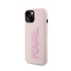 Karl Lagerfeld 3D Gummi Glitter Logo - iPhone 15 Plus Tasche (rosa)