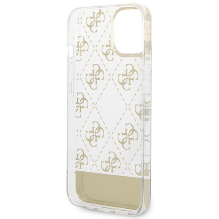 Guess 4G Stripe Script Logo Electroplated Pattern – Etui iPhone 14 Plus (złoty)