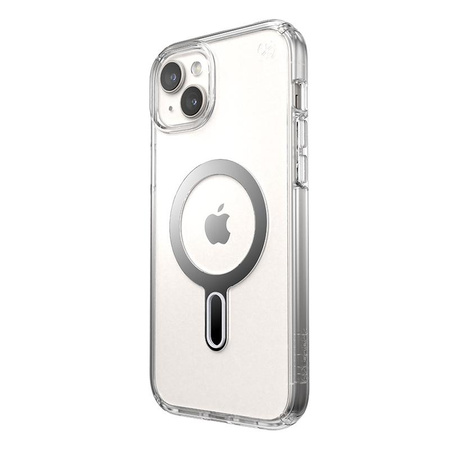 Speck Presidio Perfect-Clear ClickLock & Magsafe - iPhone 15 Plus Tasche (Klar / Chrom-Finish / Serene Silber)