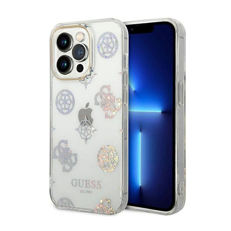 Guess Peony Glitter Case - iPhone 14 Pro Case (Transparent)