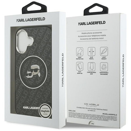 Karl Lagerfeld IML Glitter Karl & Choupette Heads Logo MagSafe - Case for iPhone 17 (black)